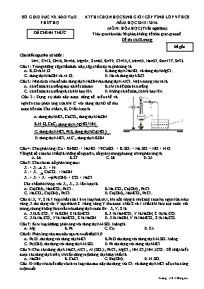 Đề thi chọn học sinh giỏi cấp tỉnh môn Hóa học Lớp 9 - Đề gốc - Năm học 2015-2016 - Sở GD và ĐT Phú Thọ
